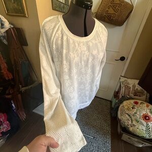 Kate Spade White Perforated Workout Shirt